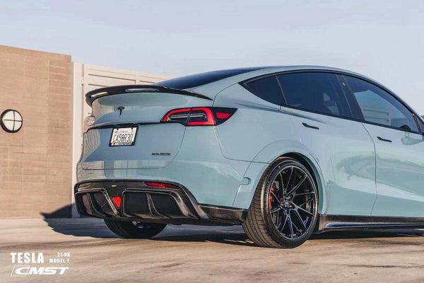 Tesla Model Y Performance AWD Long Range RWD Standard 2020-ON with Aftermarket Parts - V1 Style Rear Trunk Spoiler Carbon Fiber / FRP from CMST Tuning