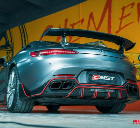 Mercedes Benz AMG GT Base GTS GTC C190 2016-2021 (suitable for hardtop coupe with active aero spoiler, fix wing versions require OEM part 190 790 03 88) with Aftermarket Parts - V1 Style Carbon Fiber & FRP Rear Spoiler Wing from CMST Tuning