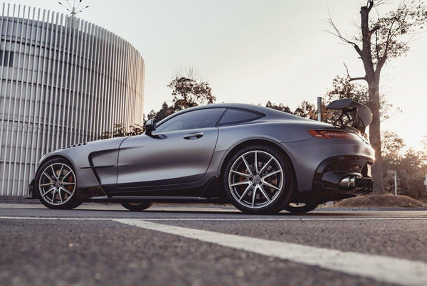 Mercedes Benz AMG GT Base GTS GTC C190 2016-2021 with Aftermarket Parts - V2 Style Carbon Fiber & FRP Rear Spoiler Wing from CMST Tuning