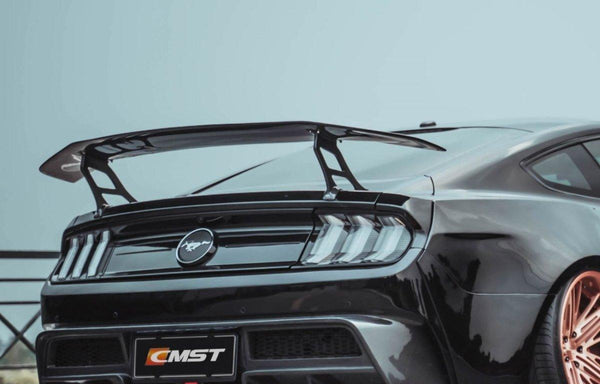 Ford Mustang GT 5.0 Mach1 Bullitt V6 3.6 Ecoboost 2.3 S550.1 S550.2 2015-2023 with Aftermarket Parts - V4 Style Rear Wing Carbon Fiber / FRP from CMST Tuning