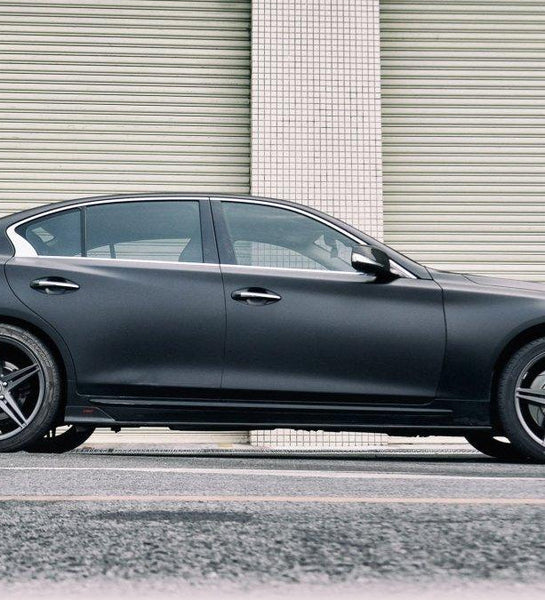 Infiniti Q50 Red Sport 400 Luxe Sensory Signature Premium Pure 2014 2015 2016 2017 2018 2019 2020 2021 2022 2023 2024 with Aftermarket Parts - Side Skirts Carbon Fiber / FRP from CMST Tuning