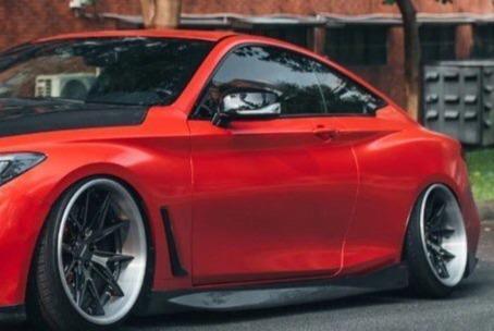 Infiniti Q60 Red Sport 400 Premium Luxe Sport Pure 2017-2022 with Aftermarket Parts - Side Skirts Carbon Fiber/FRP from CMST Tuning