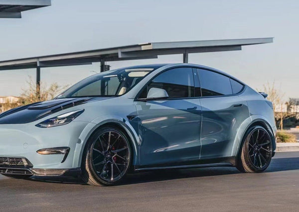 Tesla Model Y Performance AWD Long Range RWD Standard 2020-ON with Aftermarket Parts -V1 Style Side Skirts Carbon Fiber / FRP from CMST Tuning