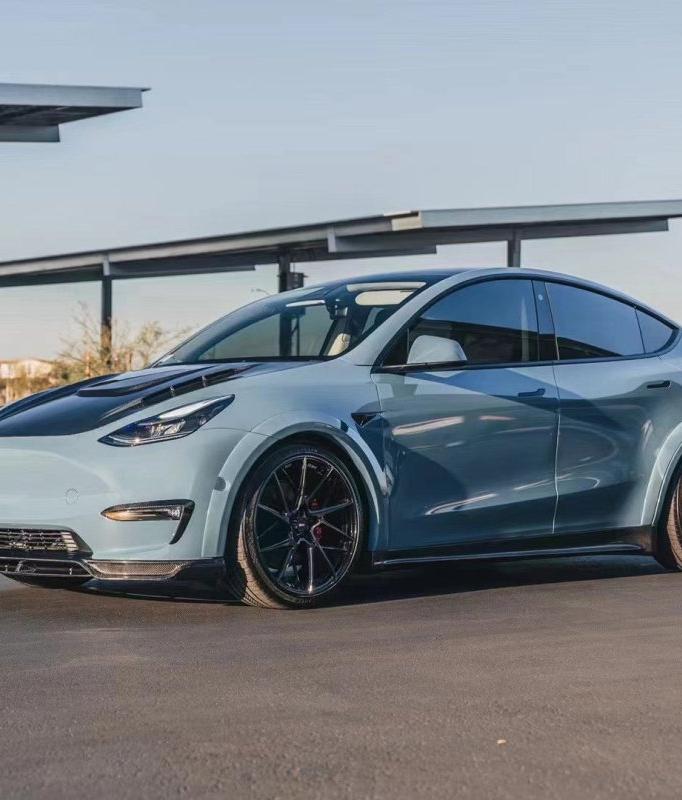 Tesla Model Y Performance AWD Long Range RWD Standard 2020-ON with Aftermarket Parts -V1 Style Side Skirts Carbon Fiber / FRP from CMST Tuning