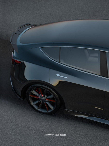 Tesla Model Y Performance AWD Long Range RWD Standard 2020-ON with Aftermarket Parts - V4 Style Side Skirts Carbon Fiber / FRP from CMST Tuning