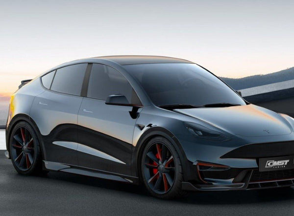 Tesla Model Y Performance AWD Long Range RWD Standard 2020-ON with Aftermarket Parts - V4 Style Side Skirts Carbon Fiber / FRP from CMST Tuning