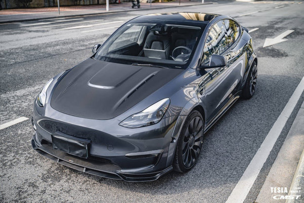 Tesla Model Y Performance AWD Long Range RWD Standard 2020-ON with Aftermarket Parts - V1 Style Upper Valences Carbon Fiber / FRP from CMST Tuning