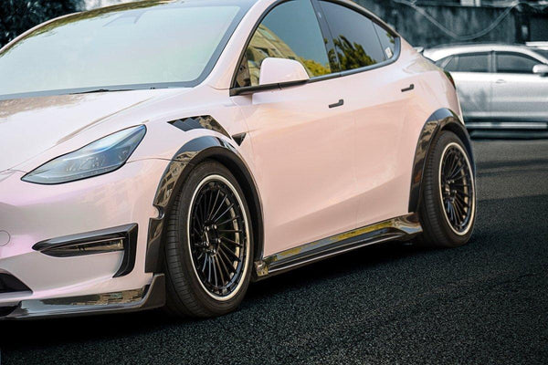 Tesla Model Y Performance AWD Long Range RWD Standard 2020-ON with Aftermarket Parts - V1 Style Upper Valences Carbon Fiber / FRP from CMST Tuning