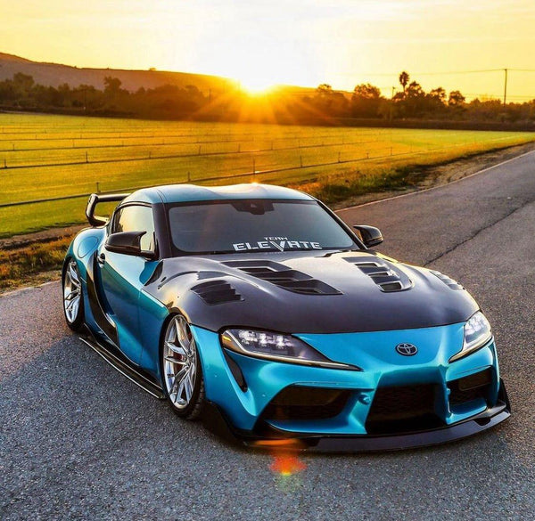 Toyota Supra MK5 A90 A91 3.0 2.0 2020-ON with Aftermarket Parts - V1 Vented Style Hood Bonnet Carbon Fiber / FRP from CMST Tuning