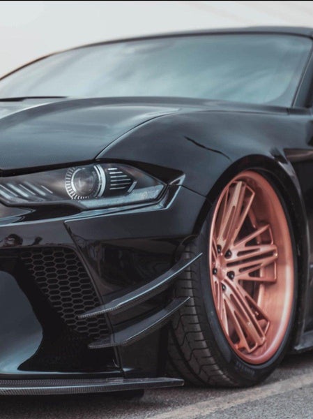 Ford Mustang GT 5.0 Mach1 Bullitt Ecoboost 2.3 S550.2 2018-2023 (Designed to be compatible with CMST S550.2 Widebody Front Fenders & Wheel Arches only.does not fit stock bumper.) with Aftermarket Parts - Widebody Style Front Canards Carbon Fiber / FRP from CMST Tuning