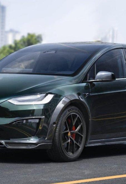 Tesla Model X Plaid Long Range Base 2022 With sensors & 2023-ON Without sensors with Aftermarket Parts - Widebody Wheel Arches Carbon Fiber / FRP from CMST Tuning
