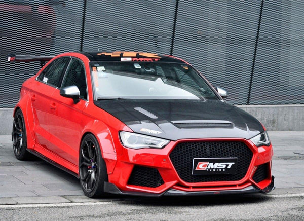 Audi S3 A3 8V 2014 2015 2016 with Aftermarket Parts -  Front Bumper & Lip Carbon Fiber / FRP from  CMST Tuning