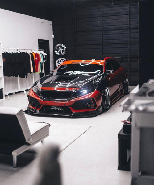 Honda Civic Type-R FK8 2017-2021 with Aftermarket Parts - Front Fenders Carbon Fiber/FRP from CMST Tuning