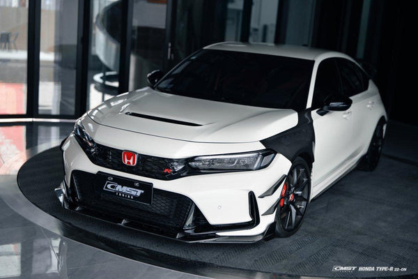 Honda Civic Type-R FL5 2023-ON with Aftermarket Parts - Pre-preg Carbon Fiber/FRP Front Bumper Canards from CMST Tuning