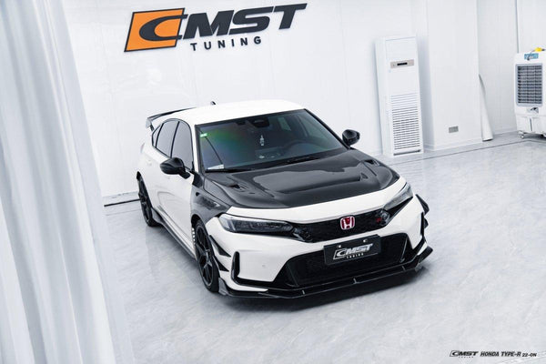 Honda Civic Type-R FL5 2023-ON with Aftermarket Parts - Pre-preg Carbon Fiber/FRP Front Bumper Canards from CMST Tuning