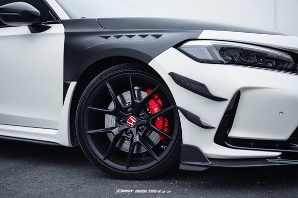 Honda Civic Type-R FL5 2023-ON with Aftermarket Parts - Pre-preg Carbon Fiber/FRP Front Bumper Canards from CMST Tuning