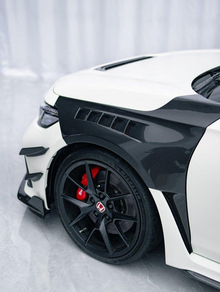 Honda Civic Type-R FL5 2023-ON with Aftermarket Parts - Pre-preg Carbon Fiber/FRP Front Fenders from CMST Tuning