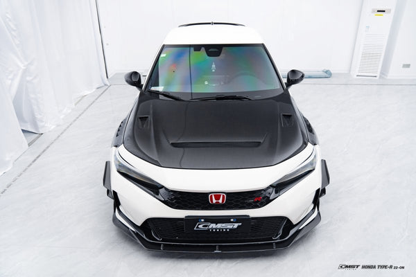 Honda Civic Type-R FL5 2023-ON with Aftermarket Parts - Pre-preg Carbon Fiber/FRP Front Lip Splitter from CMST Tuning