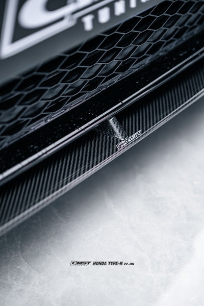 Honda Civic Type-R FL5 2023-ON with Aftermarket Parts - Pre-preg Carbon Fiber/FRP Front Lip Splitter from CMST Tuning