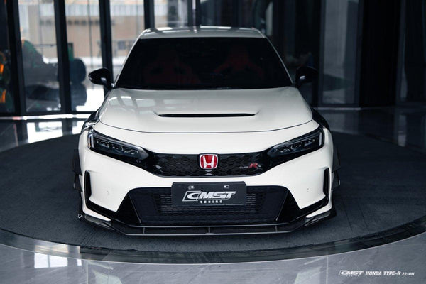 Honda Civic Type-R FL5 2023-ON with Aftermarket Parts - Pre-preg Carbon Fiber/FRP Front Lip Splitter from CMST Tuning