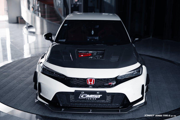 Honda Civic Type-R FL5 2023-ON with Aftermarket Parts - Pre-preg Carbon Fiber/FRP Front Lip Splitter from CMST Tuning