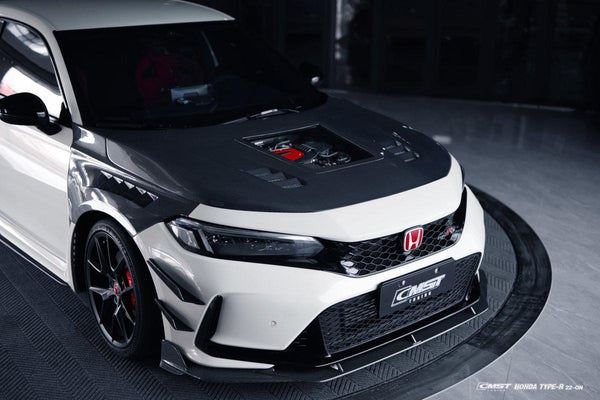 Honda Civic Type-R FL5 2023-ON with Aftermarket Parts - Pre-preg Carbon Fiber/FRP Front Lip Splitter from CMST Tuning