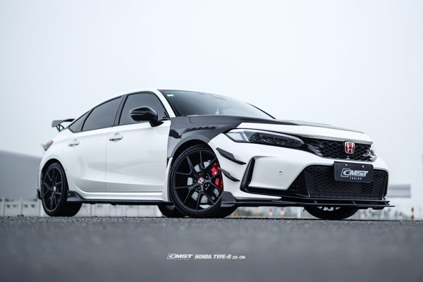 Honda Civic Type-R FL5 2023-ON with Aftermarket Parts - Pre-preg Carbon Fiber/FRP Front Lip Splitter from CMST Tuning