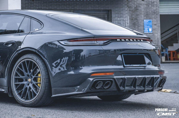 Porsche Panamera 971 971.1 RWD/Base/4/4S/GTS/Turbo/Turbo S 2017-2020 & Panamera 971 971.2 RWD/Base/4/4S/GTS/Turbo/Turbo S 2021-2023 with Aftermarket Parts - V2 Style Pre-preg Carbon & FRP Rear Diffuser from CMST Tuning