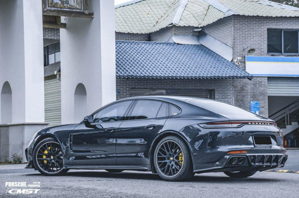 Porsche Panamera 971 971.1 RWD/Base/4/4S/GTS/Turbo/Turbo S 2017-2020 & Panamera 971 971.2 RWD/Base/4/4S/GTS/Turbo/Turbo S 2021-2023 with Aftermarket Parts - V2 Style Pre-preg Carbon & FRP Rear Diffuser from CMST Tuning