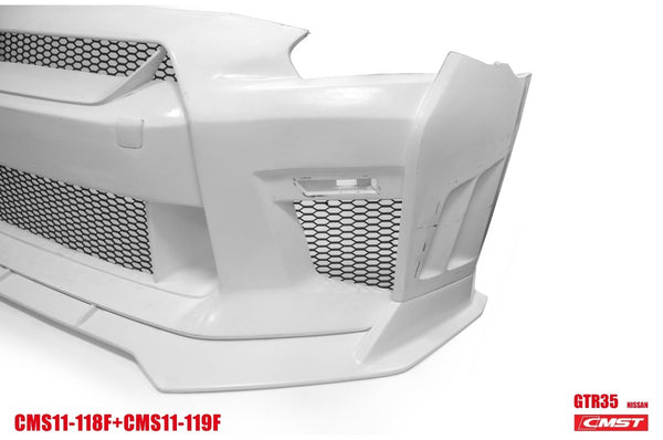 Nissan GTR Nismo Black Edition Track Eidtion Premium Base 2008-2016 (for installation on 2017-2024 vehicles, 2008-2016 hood is recommended) with Aftermarket Parts - Stage 2 Style Front Bumper & Lip (Undertray & DRL included) Carbon Fiber / FRP from CMST Tuning