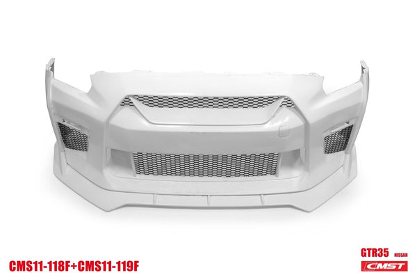 Nissan GTR Nismo Black Edition Track Eidtion Premium Base 2008-2016 (for installation on 2017-2024 vehicles, 2008-2016 hood is recommended) with Aftermarket Parts - Stage 2 Style Front Bumper & Lip (Undertray & DRL included) Carbon Fiber / FRP from CMST Tuning