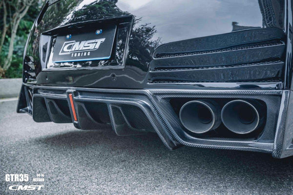 Nissan GTR Nismo T-Spec Black Edition Track Eidtion Premium Pure 2008-2023 with Aftermarket Parts - Stage 2 Style Rear Bumper &amp; Diffuser Carbon Fiber / FRP&nbsp;from CMST Tuning