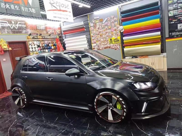 Volkswagen Golf R GTI Base MK7 MK7.5 2015-2021 (designed to be installed together with CMST widebody wide skirts) with Aftermarket Parts - Widebody Style Wheel Arches Carbon Fiber / FRP from CMST Tuning