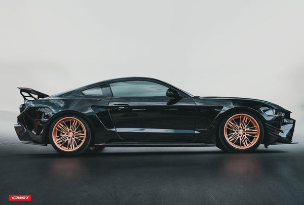 Ford Mustang GT 5.0 Mach1 Bullitt Ecoboost 2.3 S550.2 2018-2023 (Designed to be compatible with CMST S550.2 widebody kit. Goes over OEM rocker panel.) with Aftermarket Parts - Widebody Style Side Skirts Carbon Fiber / FRP from CMST Tuning
