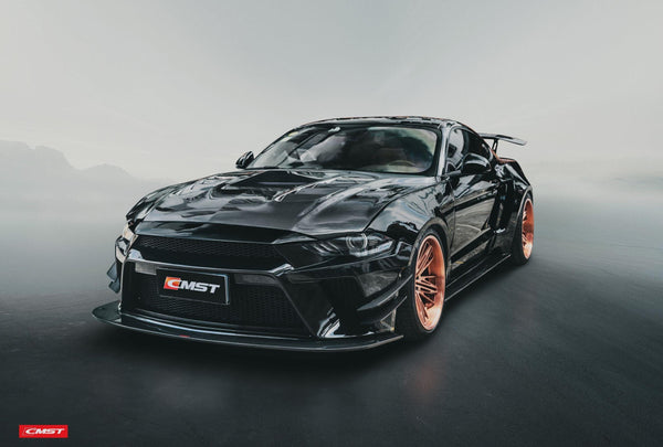 Ford Mustang GT 5.0 Mach1 Bullitt Ecoboost 2.3 S550.2 2018-2023 (Designed to be compatible with CMST S550.2 widebody kit. Goes over OEM rocker panel.) with Aftermarket Parts - Widebody Style Side Skirts Carbon Fiber / FRP from CMST Tuning