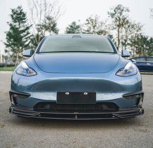 Tesla Model Y Performance AWD Long Range RWD Standard 2020-ON with Aftermarket Parts - V3 Style Front Lip Splitter Carbon Fiber / FRP from CMST Tuning