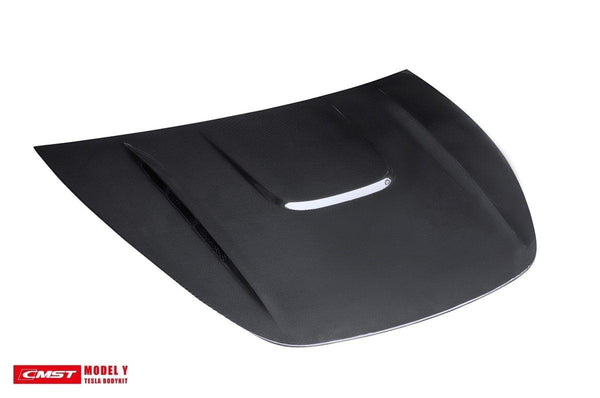 Tesla Model Y Performance AWD Long Range RWD Standard 2020-ON with Aftermarket Parts - V1 Style Hood Bonnet Carbon Fiber / FRP from CMST Tuning 
