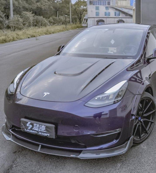 Tesla Model Y Performance AWD Long Range RWD Standard 2020-ON with Aftermarket Parts - V1 Style Hood Bonnet Carbon Fiber / FRP from CMST Tuning 
