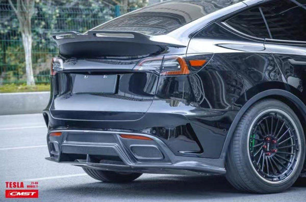 Tesla Model Y Performance AWD Long Range RWD Standard 2020-ON with Aftermarket Parts - V3 Style Rear Diffuser Carbon Fiber / FRP from CMST Tuning