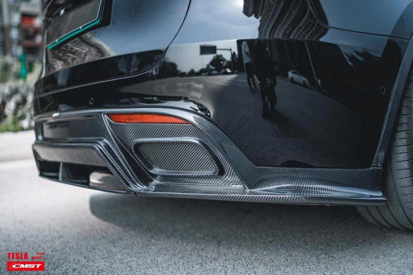 Tesla Model Y Performance AWD Long Range RWD Standard 2020-ON with Aftermarket Parts - V3 Style Rear Diffuser Carbon Fiber / FRP from CMST Tuning