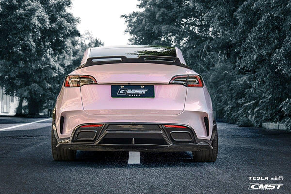 Tesla Model Y Performance AWD Long Range RWD Standard 2020-ON with Aftermarket Parts - V3 Style Rear Trunk Spoiler Carbon Fiber / FRP from CMST Tuning