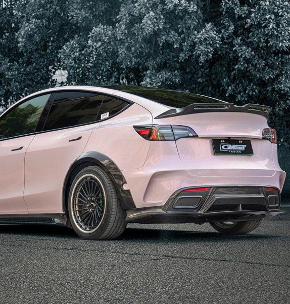 Tesla Model Y Performance AWD Long Range RWD Standard 2020-ON with Aftermarket Parts - V3 Style Rear Trunk Spoiler Carbon Fiber / FRP from CMST Tuning