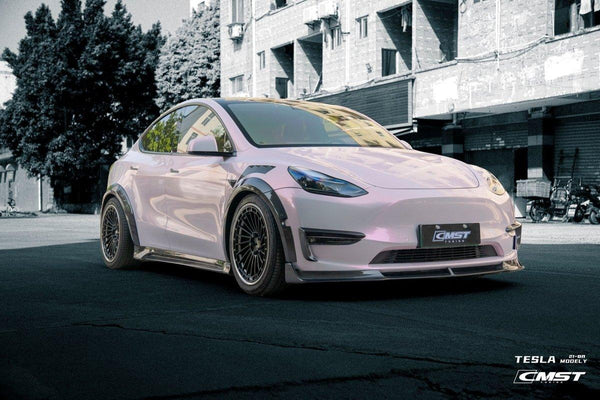 Tesla Model Y Performance AWD Long Range RWD Standard 2020-ON with Aftermarket Parts - V2 Style Side Skirts Carbon Fiber / FRP from CMST Tuning