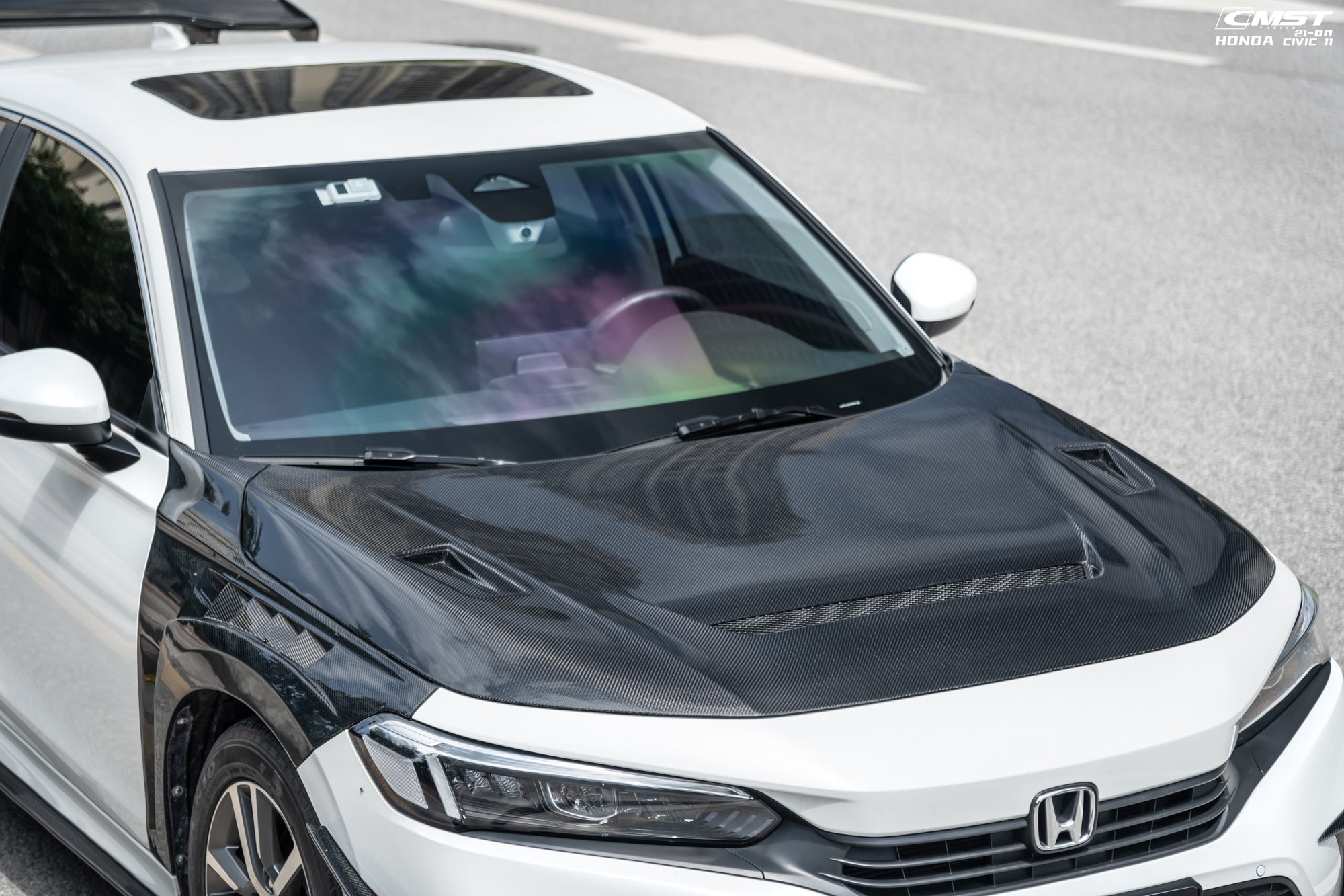 CMST Tuning Carbon Fiber Vented Hood Bonnet for Honda Civic 11th Gen Sedan