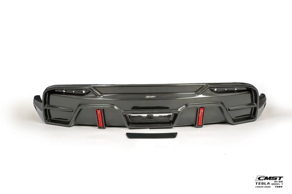 CMST Tuning Carbon Fiber Rear Diffuser Ver.4 with tow hook access for Tesla Model Y