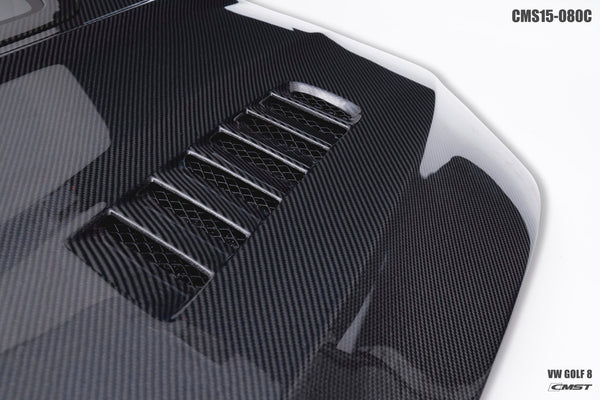 CMST Tuning Carbon Fiber Clearview Hood Bonnet Glass Transparent for Golf & GTI & Golf R MK8