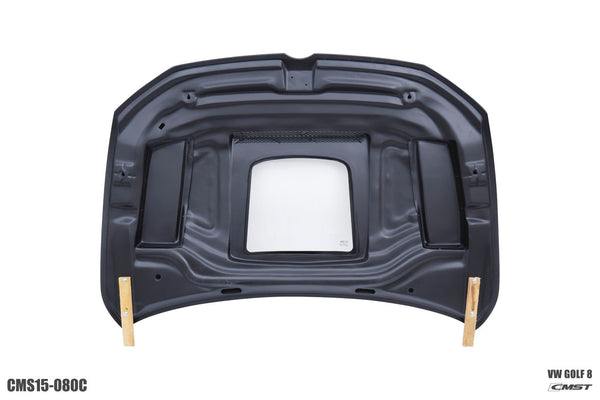 CMST Tuning Carbon Fiber Clearview Hood Bonnet Glass Transparent for Golf & GTI & Golf R MK8